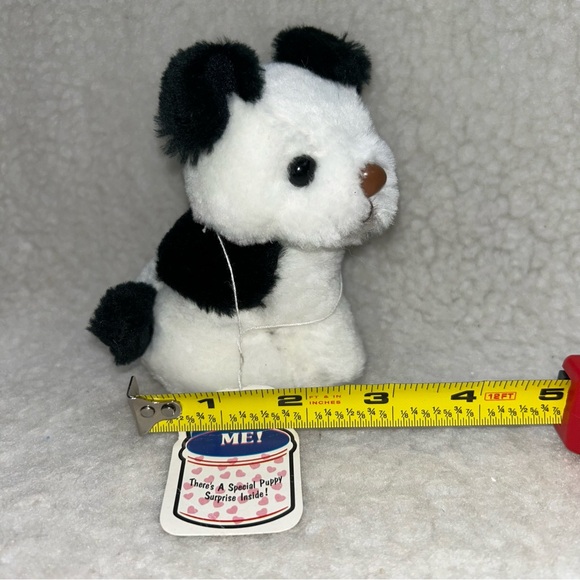 Russ Berrie Puppy Love small 5" puppy dog plush black & white with tag #4914 - Picture 4 of 9